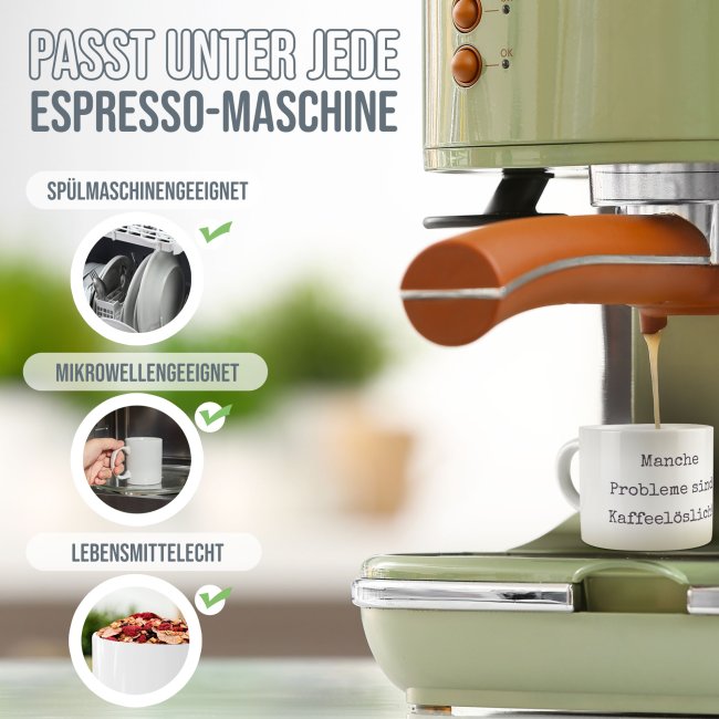 Espresso Tasse aus Keramik - mit Wunschtext bedrucken, mittig - Henkel rund, mit Untertasse, 70 ml