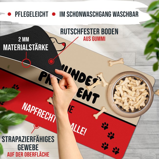 Napfunterlage f&uuml;r Hunde - mit Name personalisieren - Napfrecht f&uuml;r alle! - 2 Gr&ouml;&szlig;en