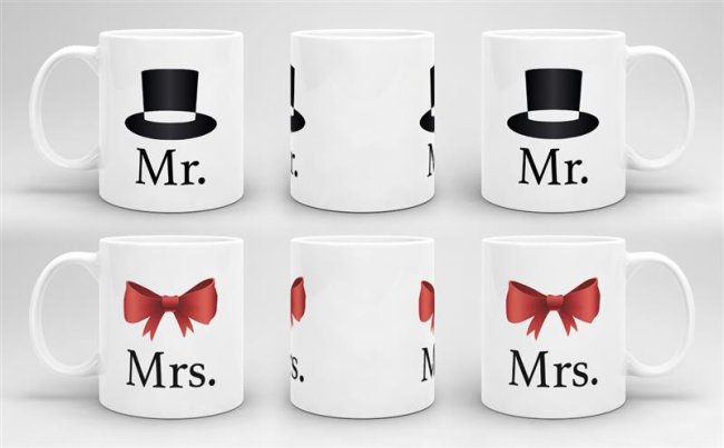 Tassen-Set Mr. und Mrs.