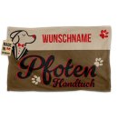 Pfotenhandtuch f&uuml;r Hunde - mit Name - 50 x 30 cm