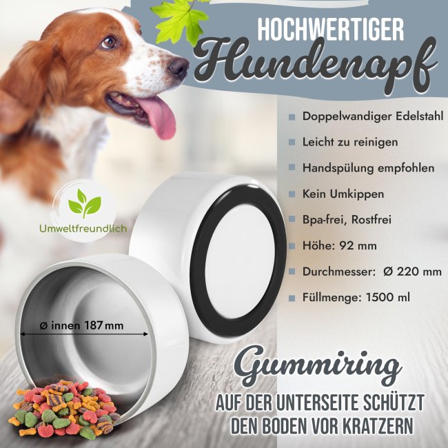 Hundenapf mit Spruch - Bellrepublik Deutschland - Edelstahl 1500 ml