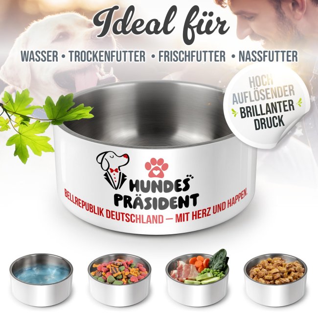 Hundenapf mit Spruch - Bellrepublik Deutschland - Edelstahl 1500 ml
