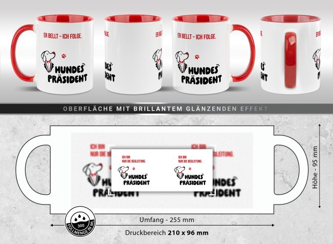Hunde-Tasse mit Spruch - Er bellt - Ich folge