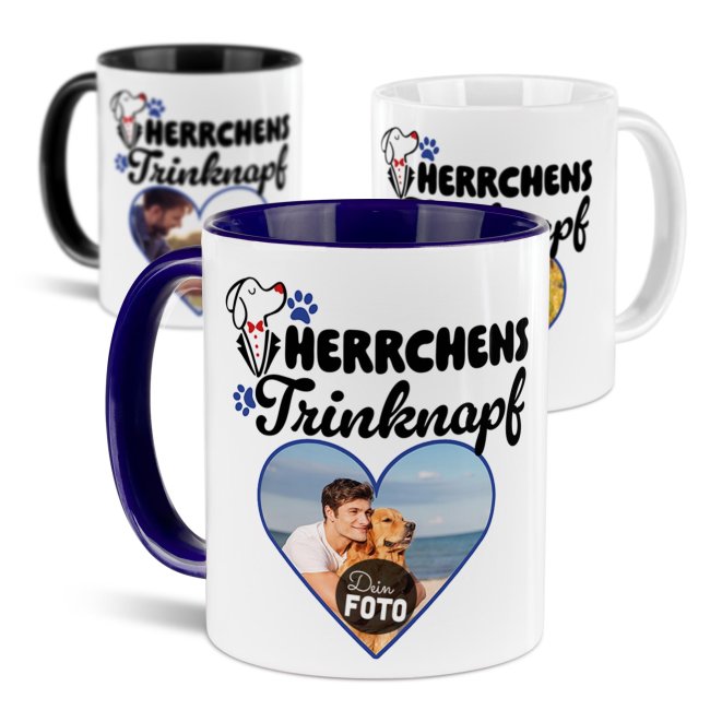 Hunde-Tasse mit Spruch und Foto - Herrchens Trinknapf