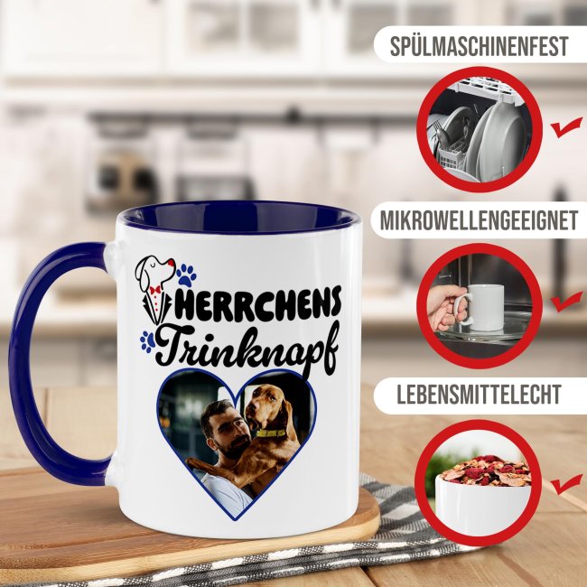 Hunde-Tasse mit Spruch und Foto - Herrchens Trinknapf