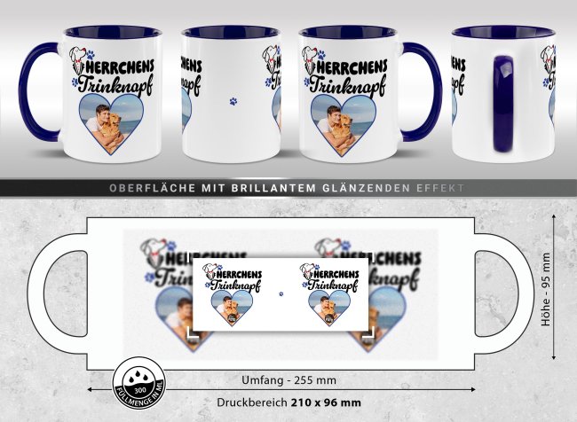 Hunde-Tasse mit Spruch und Foto - Herrchens Trinknapf