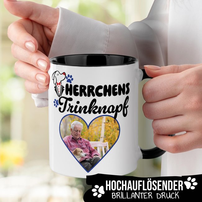 Hunde-Tasse mit Spruch und Foto - Herrchens Trinknapf