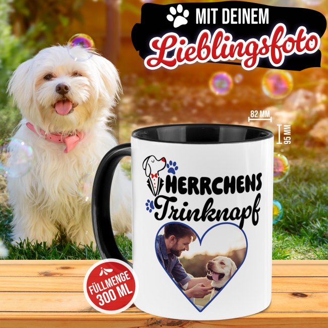 Hunde-Tasse mit Spruch und Foto - Herrchens Trinknapf