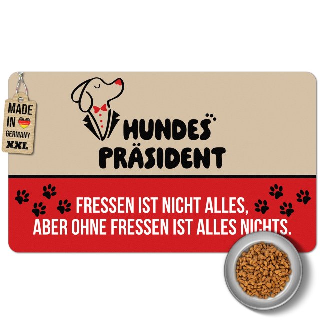 Napfunterlage f&uuml;r Hunde mit Spruch - Ohne Fressen ist alles nichts - 2 Gr&ouml;&szlig;en