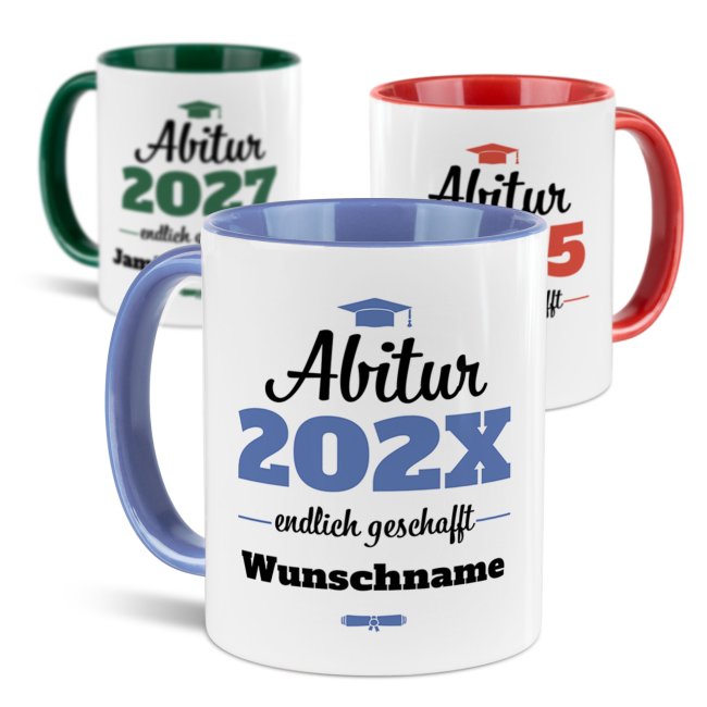 Tasse zum Abitur mit Name &amp; Jahr - Endlich geschafft