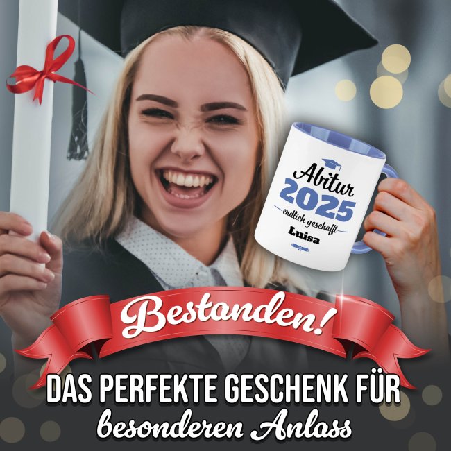 Tasse zum Abitur mit Name &amp; Jahr - Endlich geschafft