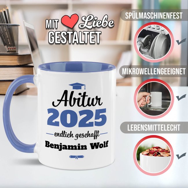 Tasse zum Abitur mit Name &amp; Jahr - Endlich geschafft