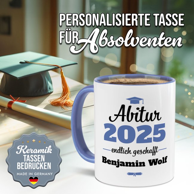 Tasse zum Abitur mit Name &amp; Jahr - Endlich geschafft