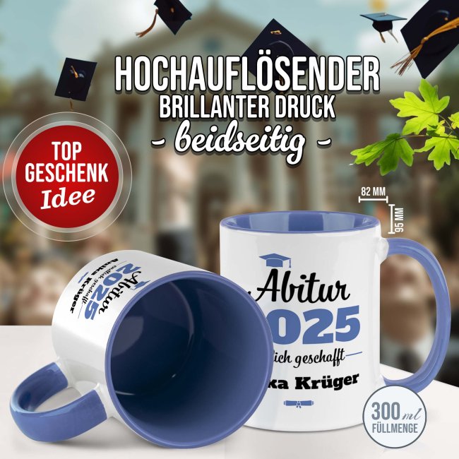 Tasse zum Abitur mit Name &amp; Jahr - Endlich geschafft