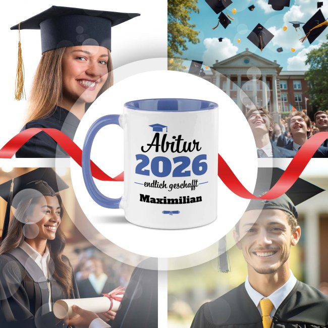 Tasse zum Abitur mit Name &amp; Jahr - Endlich geschafft