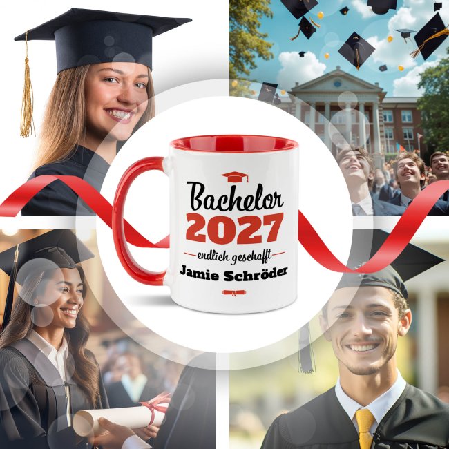 Tasse zum Bachelor mit Name &amp; Jahr - Endlich geschafft