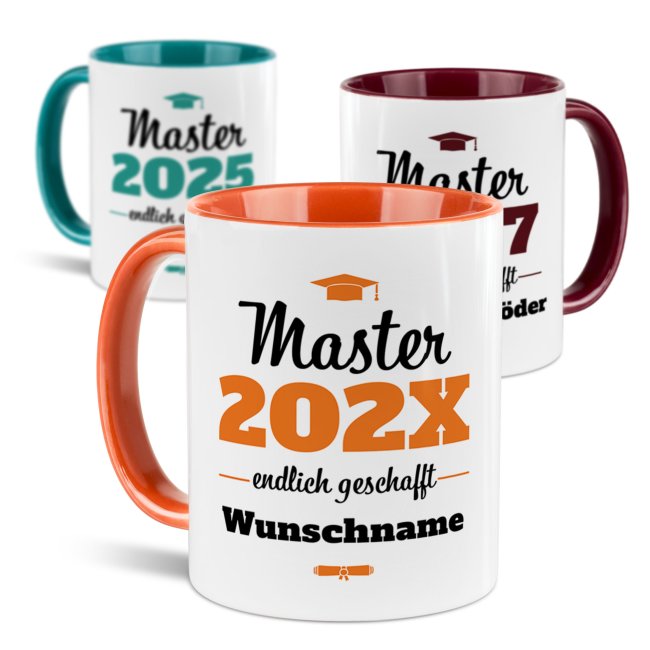 Tasse zum Master mit Name &amp; Jahr - Endlich geschafft
