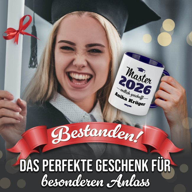 Tasse zum Master mit Name &amp; Jahr - Endlich geschafft