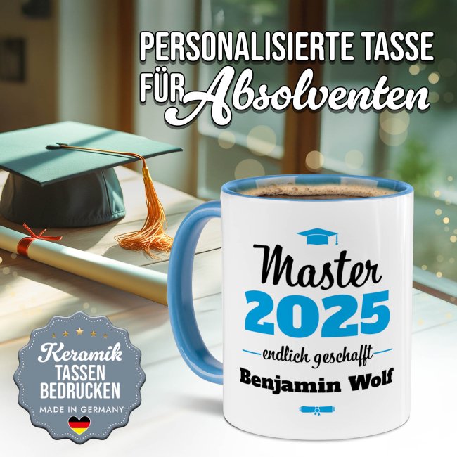 Tasse zum Master mit Name &amp; Jahr - Endlich geschafft