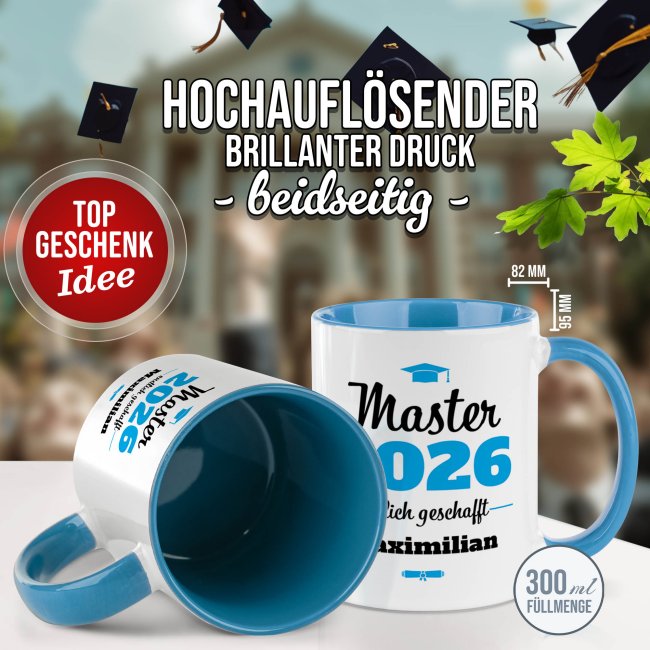 Tasse zum Master mit Name &amp; Jahr - Endlich geschafft