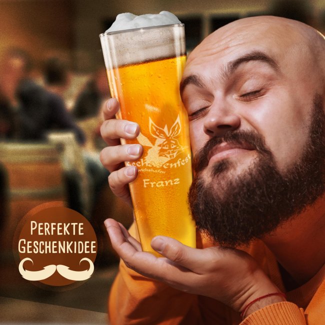 Graviertes Bierglas mit Name - Seehasenfest Logo - 500 ml