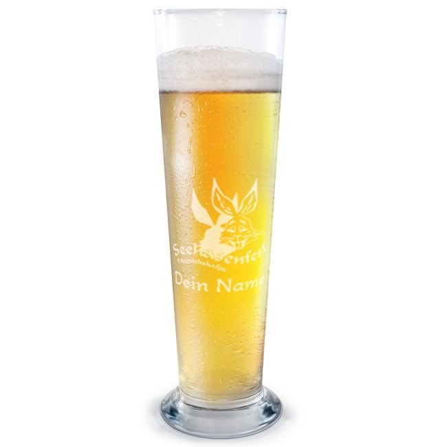 Graviertes Bierglas mit Name - Seehasenfest Logo - 500 ml