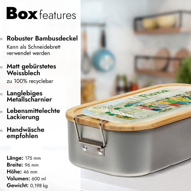 Bedruckte Brotdose mit Name - Zeichnung Seehasenfest