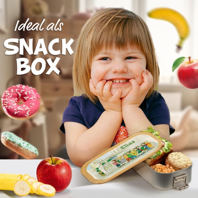 Bedruckte Brotdose mit Name - Zeichnung Seehasenfest