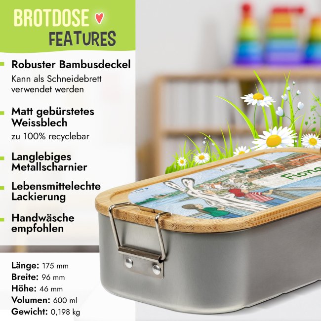 Bedruckte Brotdose mit Name - Zeichnung zum Seehasenfest