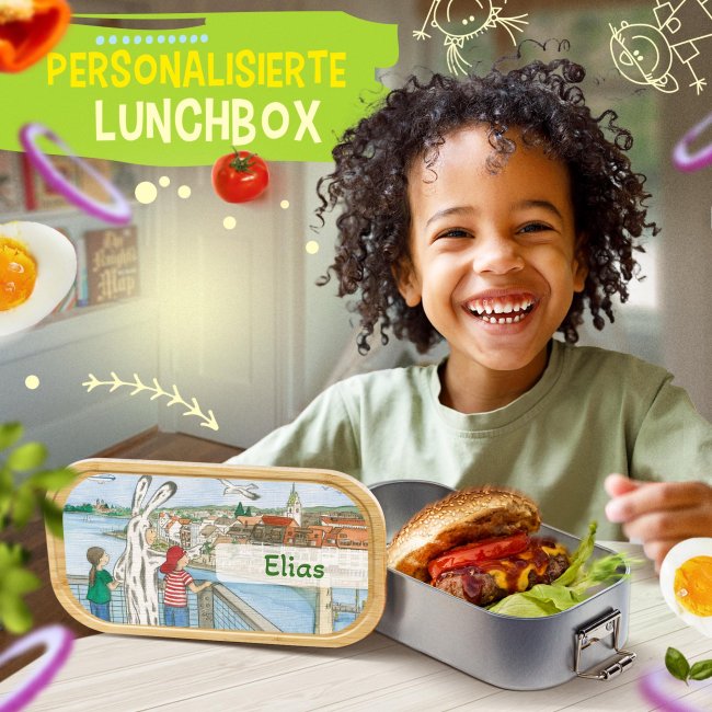 Bedruckte Brotdose mit Name - Zeichnung zum Seehasenfest