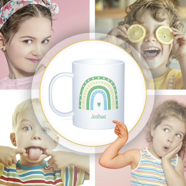 Kunststoff-Tasse f&uuml;r Kinder - Regenbogen Name - mit Name