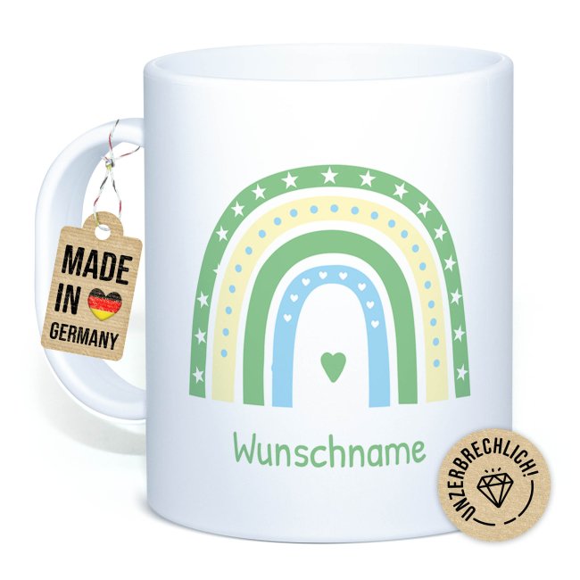 Kunststoff-Tasse f&uuml;r Kinder - Regenbogen Name - mit Name