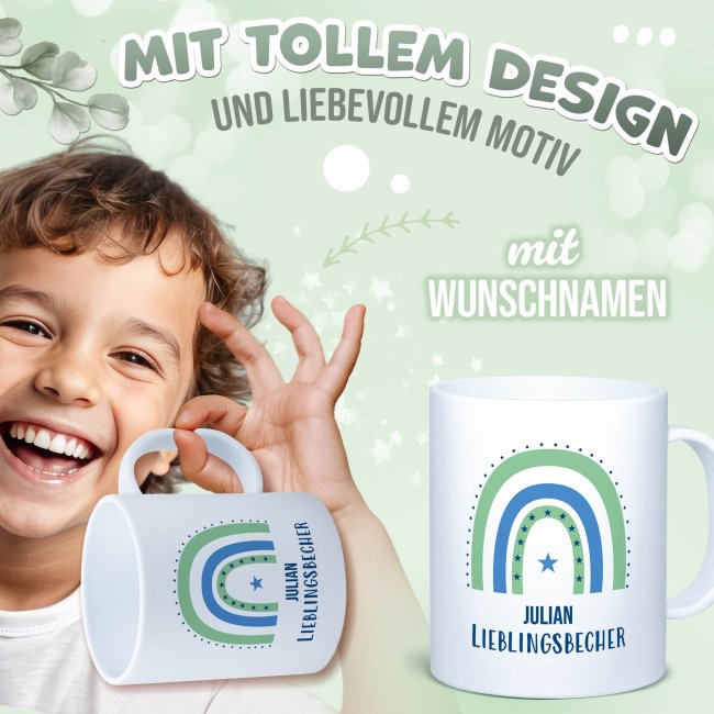 Kunststoff-Tasse f&uuml;r Kinder - Lieblingsbecher Junge - mit Name
