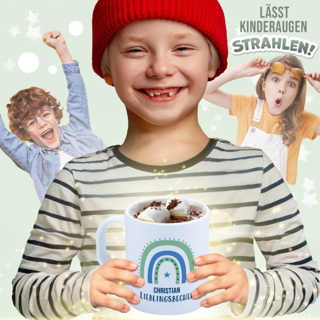 Kunststoff-Tasse f&uuml;r Kinder - Lieblingsbecher Junge - mit Name