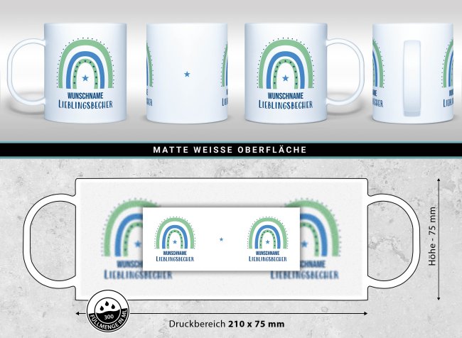 Kunststoff-Tasse f&uuml;r Kinder - Lieblingsbecher Junge - mit Name