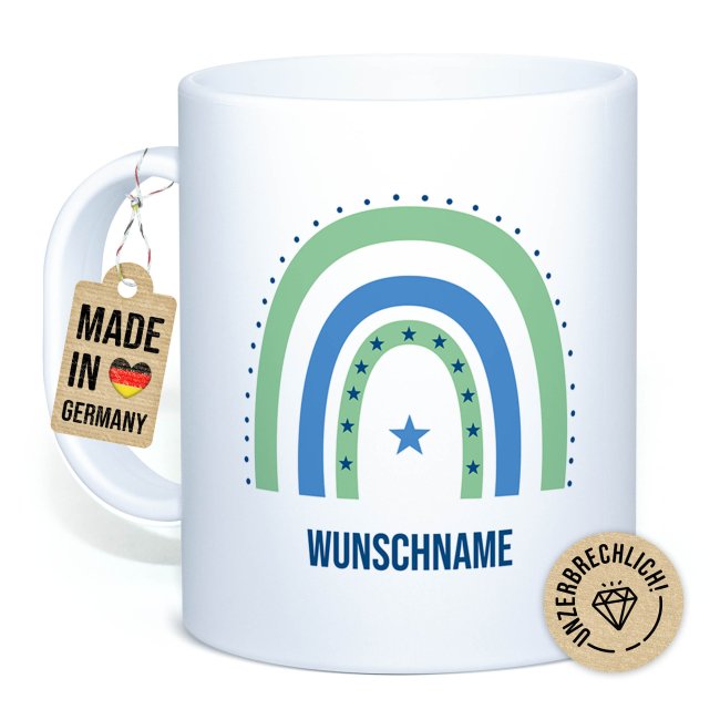 Kunststoff-Tasse f&uuml;r Kinder - Regenbogen Junge - mit Name