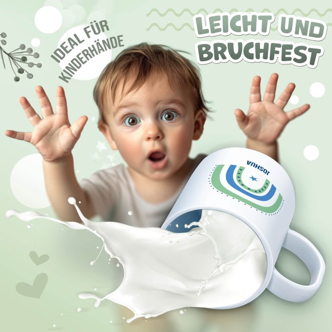 Kunststoff-Tasse f&uuml;r Kinder - Regenbogen Junge - mit Name