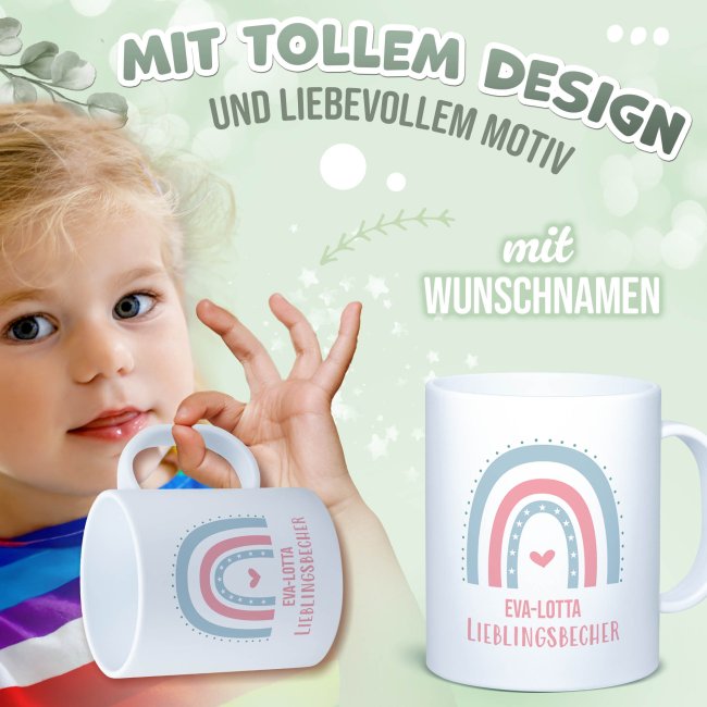 Kunststoff-Tasse f&uuml;r Kinder - Lieblingsbecher M&auml;dchen - mit Name