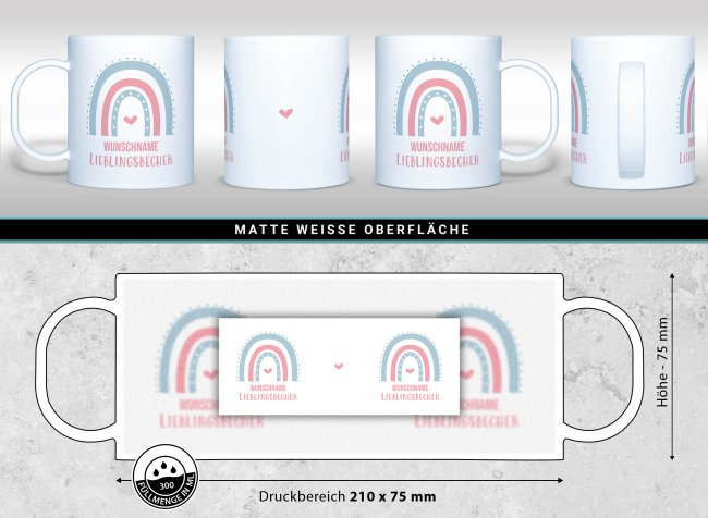 Kunststoff-Tasse f&uuml;r Kinder - Lieblingsbecher M&auml;dchen - mit Name