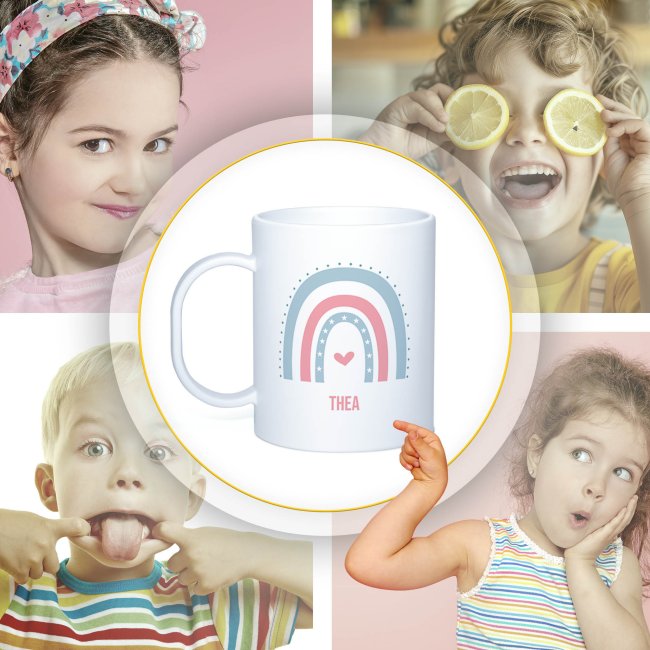Kunststoff-Tasse f&uuml;r Kinder - Regenbogen M&auml;dchen - mit Name