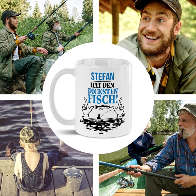 Tasse f&uuml;r Angler - Hat den dicksten Fisch_mit Name