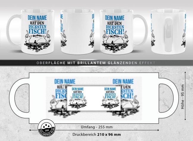 Tasse f&uuml;r Angler - Hat den dicksten Fisch_mit Name