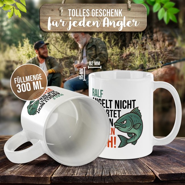 Tasse f&uuml;r Angler - Wartet auf den dicksten Fisch_mit Name