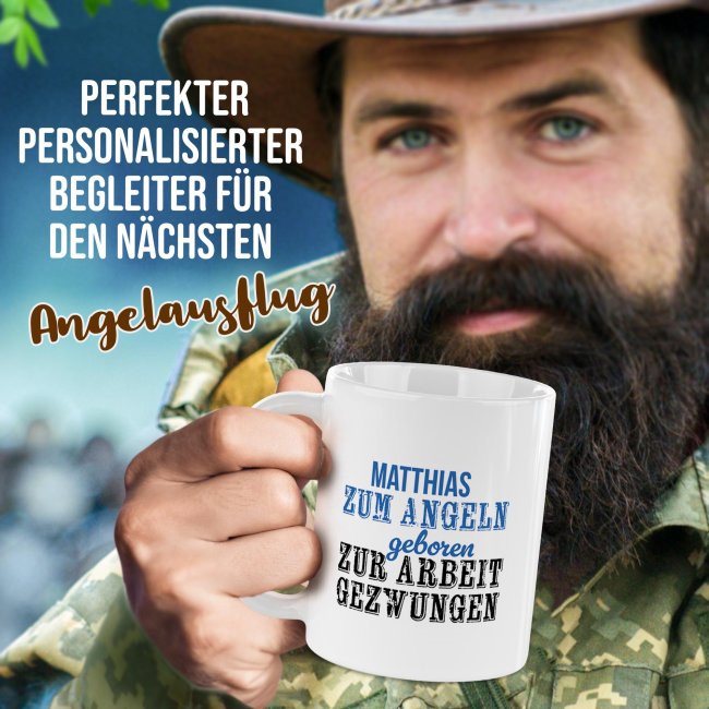 Tasse f&uuml;r Angler - Zum Angeln geboren_mit Name