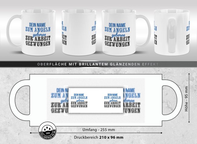 Tasse f&uuml;r Angler - Zum Angeln geboren_mit Name