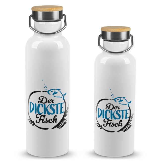 Trinkflasche mit Bambusdeckel - Der dickste Fisch