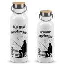 Trinkflasche mit Bambusdeckel - Angelwasser - mit Name