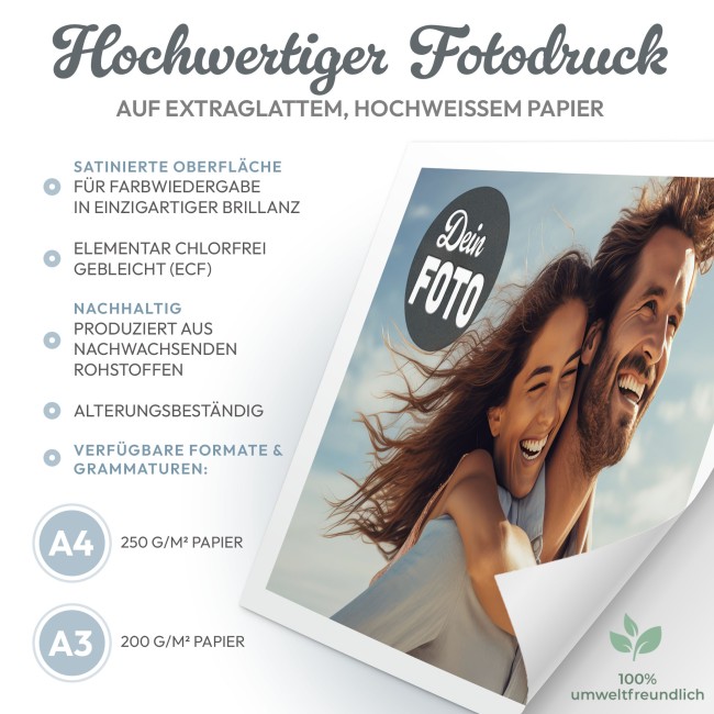 Fotodruck mit Foto &amp; Text selbst gestalten - 200 g/m&sup2; Fotopapier, A3 Querformat