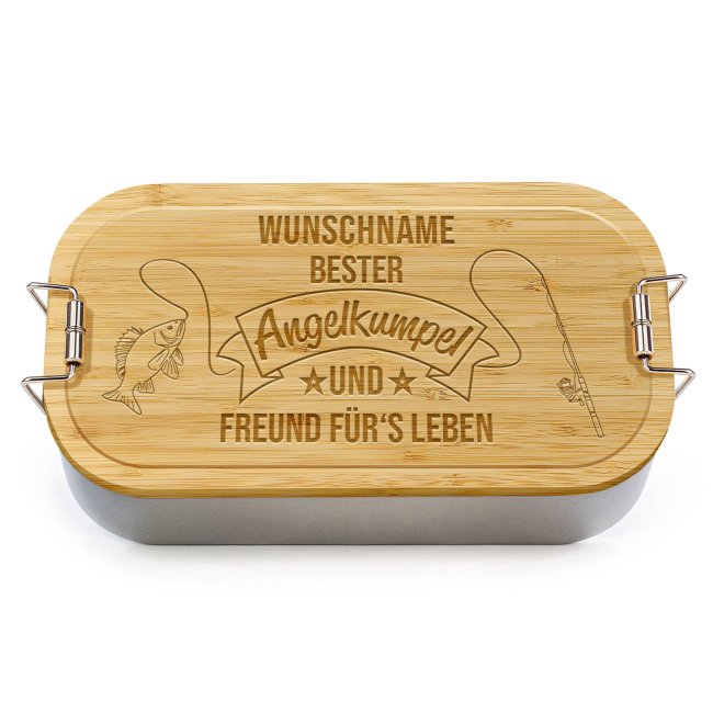 Brotdose mit Gravur - Bester Angelkumpel - mit Name