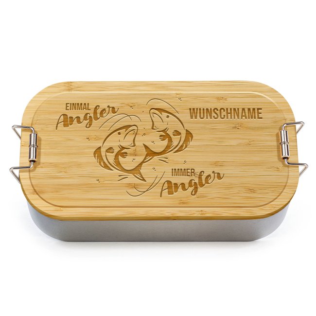 Brotdose mit Gravur - Einmal Angler immer Angler - mit Name